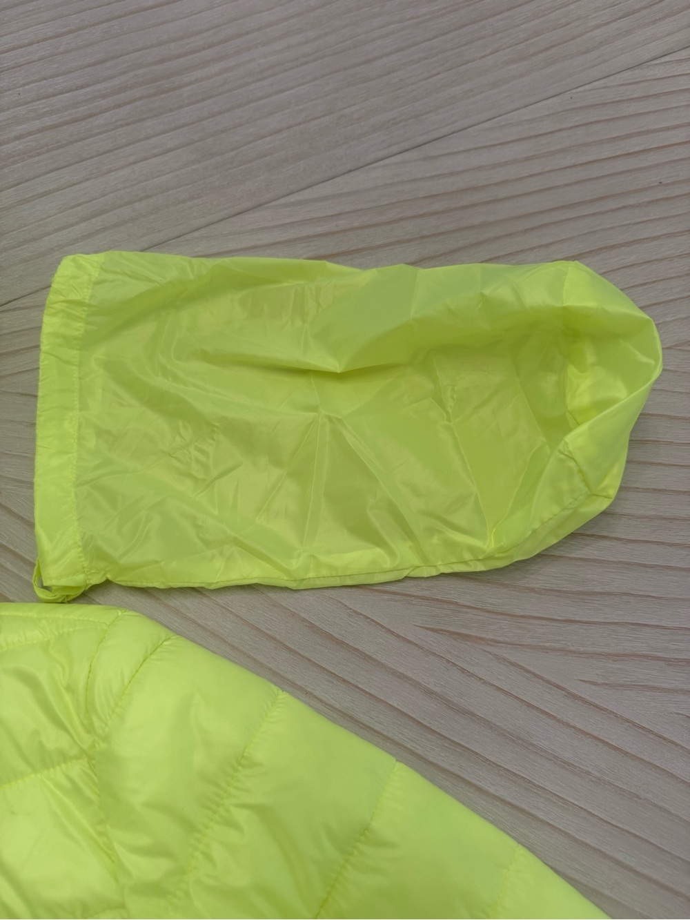 Zara Neon Lime Hooded Puffer Jacket Packable Small - Picture 4 of 7